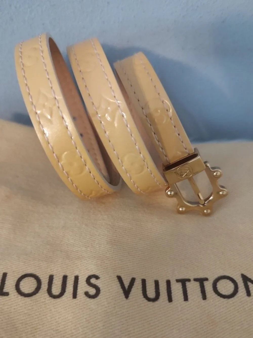 Louis Vuitton Y2K vernis wrap bracelet w/dust bag goldtone hardware EUC